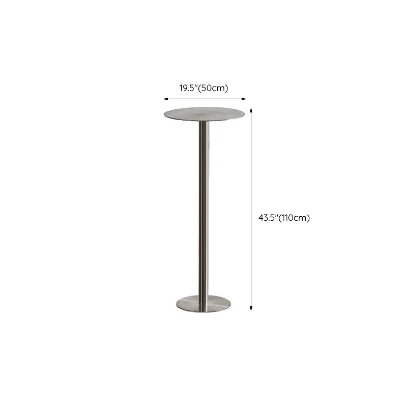 Industrial Pedestal Bar Table 43.3"H Metal Bistro Bar Desk in Silver