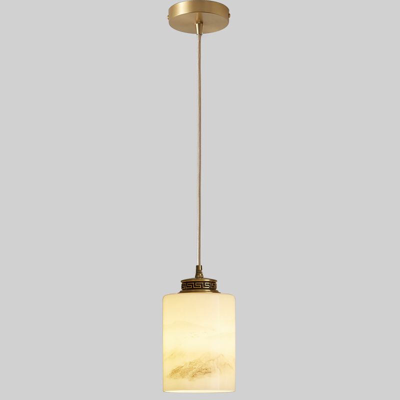 Marble Hanging Lamp, Nordic Cylinder Shade Pendant Lighting for Living Room