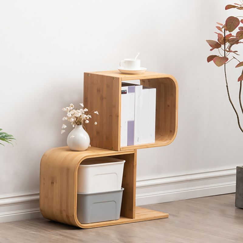 Vertical Contemporary Bamboo Bookcase Open Back Bookshelf for Home