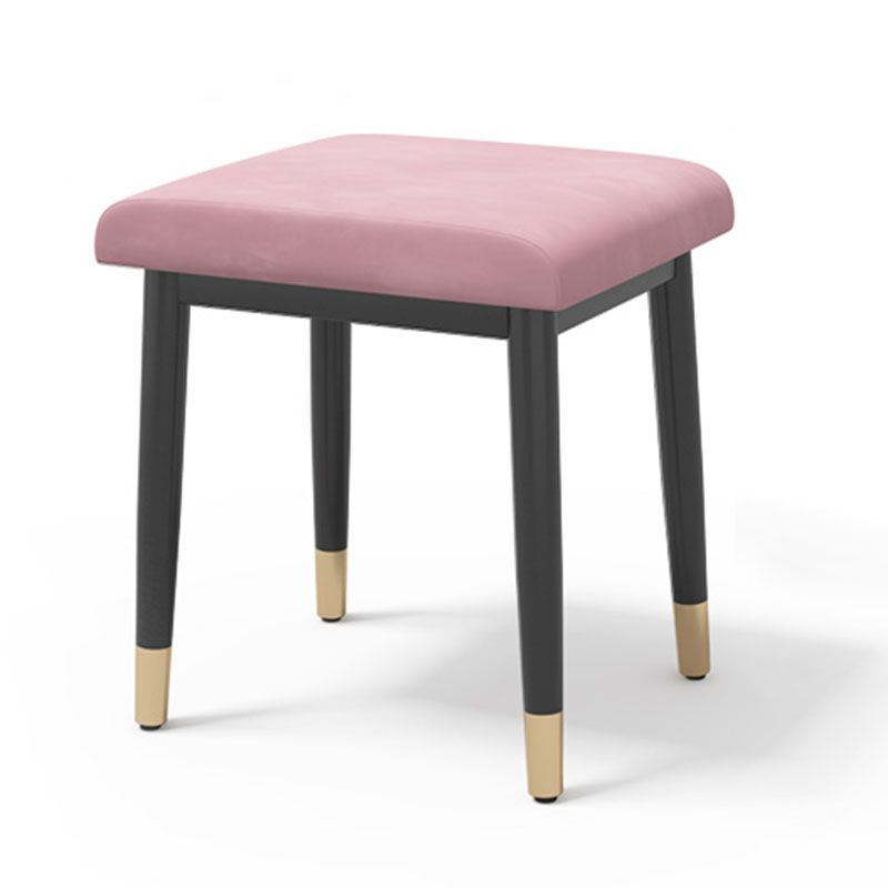Glam Ottoman Velvet Upholstered Solid Color Square Ottoman with Metal Legs