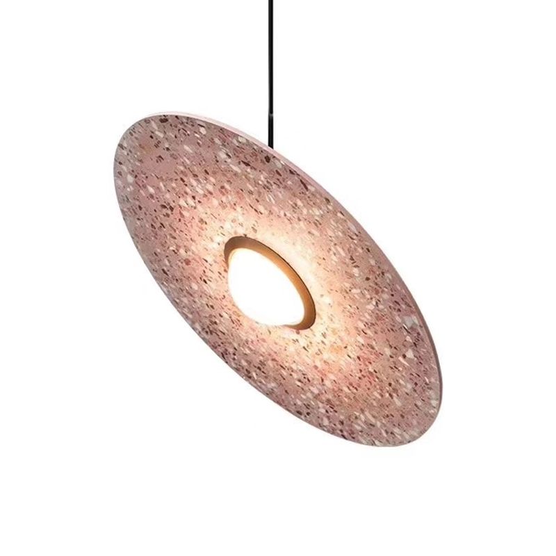 Ufo Shaped Pendant Lamp Modern Concrete 1 Light Black/White/Pink Hanging Ceiling Light