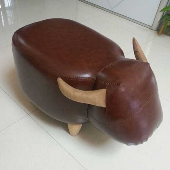 Leather Standard Stool Modern Style Simple Household Cow Stool