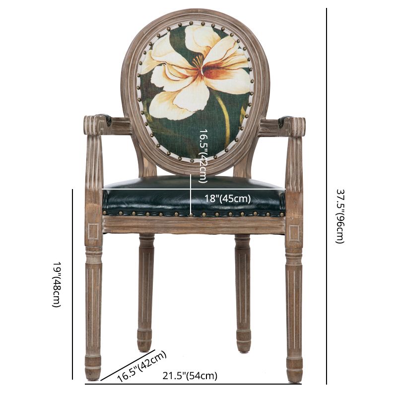 Fauteuil de salle à manger de ferme, chaise d'appoint à dossier King Louis avec pieds en bois pour usage domestique
