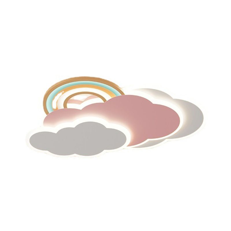 Cloud Shape Metal Flush Light Kid Style 4 Lights Flush Mount Ceiling Lights in White