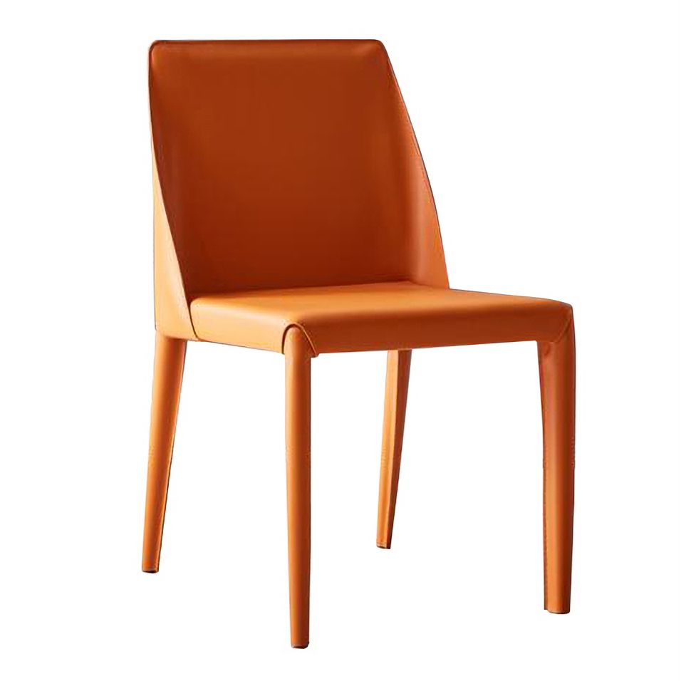 Minimalist Design Leather Dining Chair for Home Solid Back Chair