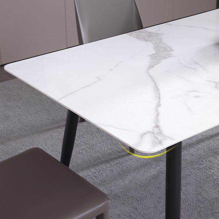 Industrial White Table for Restaurant Rectangle Dining Table with 4 Legs