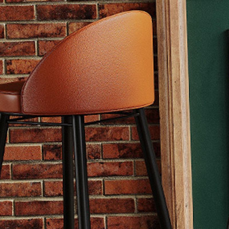 Faux Leather Armless Bar Stool Industrial Low Back Bar Chair with Metal Footrest