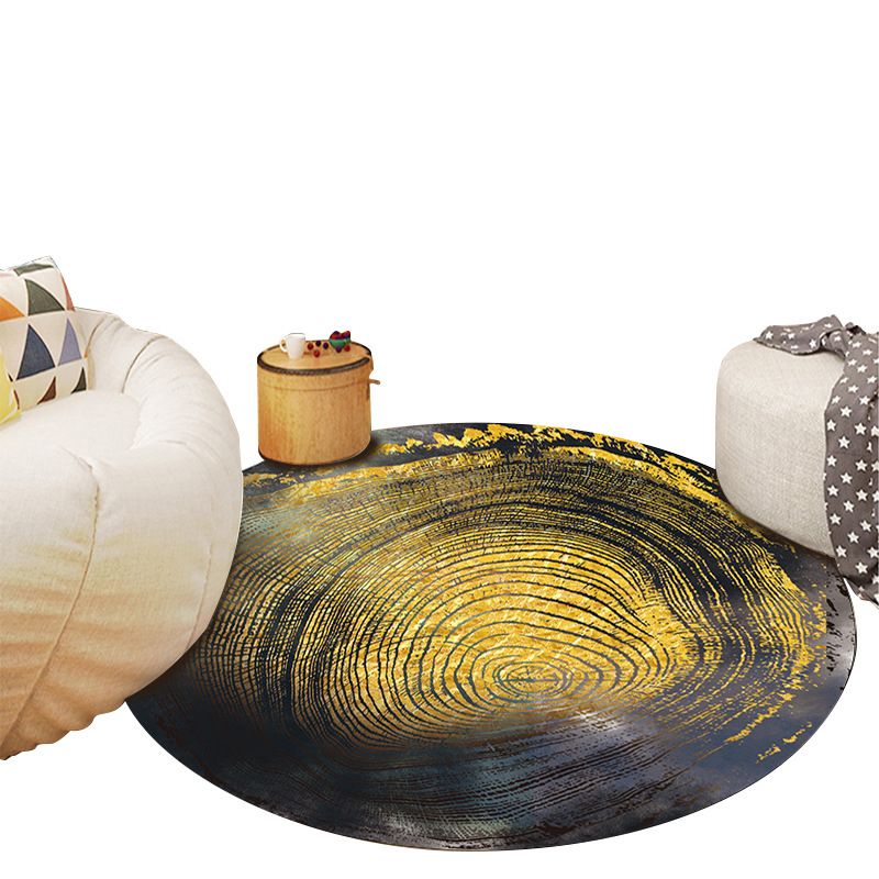 Round Deck Pattern Carpet Polyester Modern Indoor Rug Stain Resistant Area Carpet for Living Room