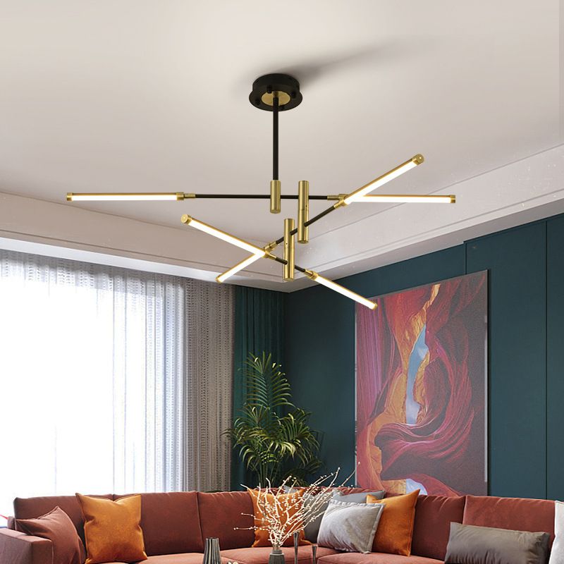 Postmodern unieke metalen lineaire kroonluchter verlichtingsarmaturen Restaurant Hangende kroonluchter