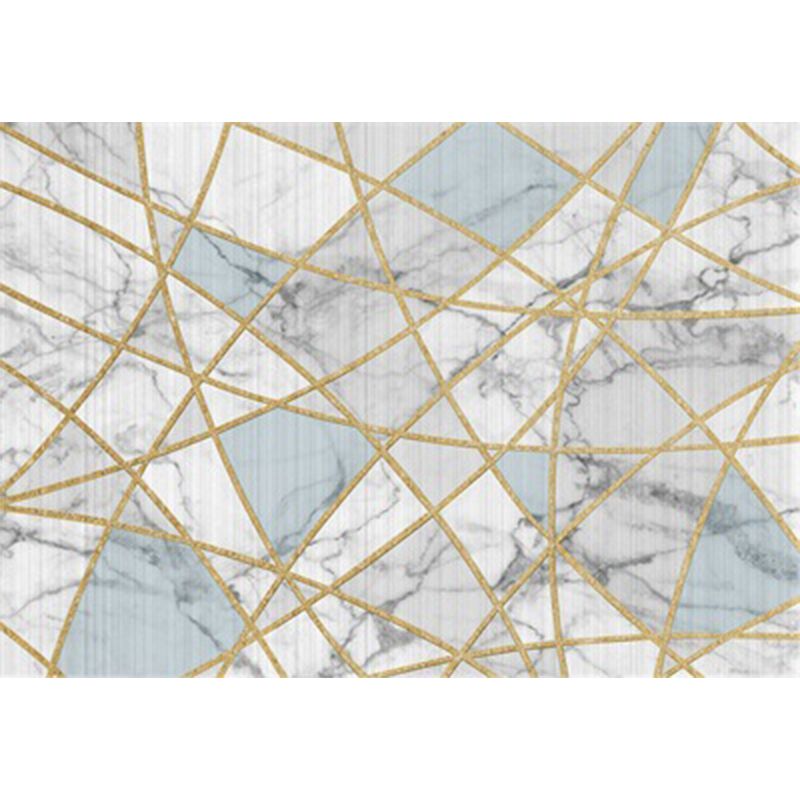 Aesthetics Multi Color Modern Rug Polypropylene Marble with Gold Lines Print Rug Machine Wash Pet Friendly Anti-Slip Rug for Home