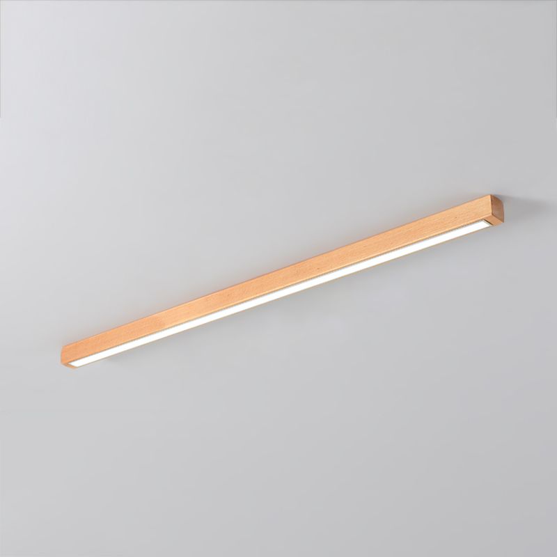 Wood Linear Shade Flush Ceiling Light Modern Style 1 Light Flush Mount Fixture in Brown