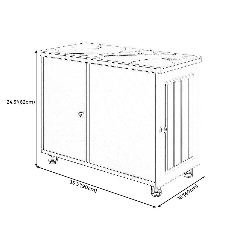 Coffee Table with Wheel Shape /4 Legs Base Design Slate Top Metal Cocktail Table