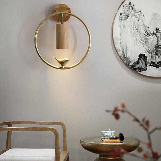 Luce di applique a muro Contemporaneo moderno luce interna in legno e ottone