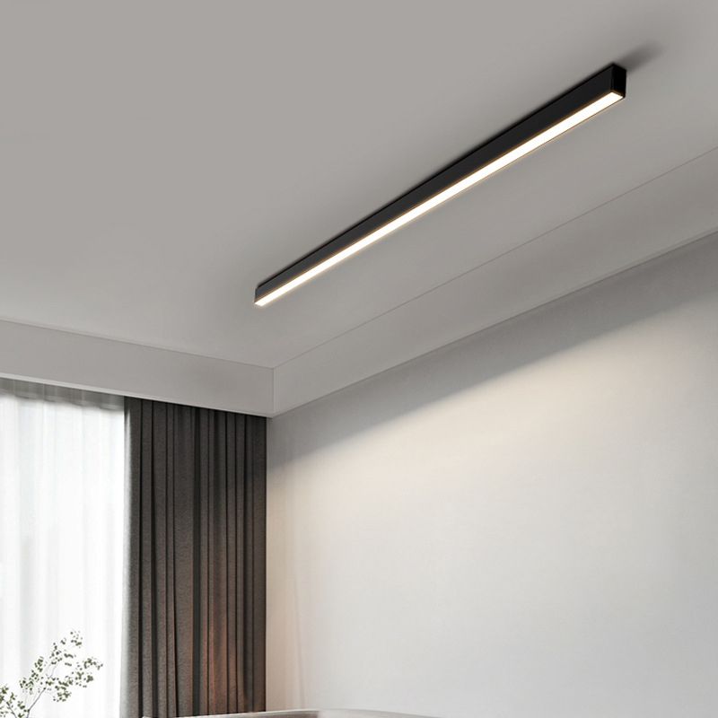 Linear Shape Flush Lights Modern Style Metal 1 Light Flush Mount in Black