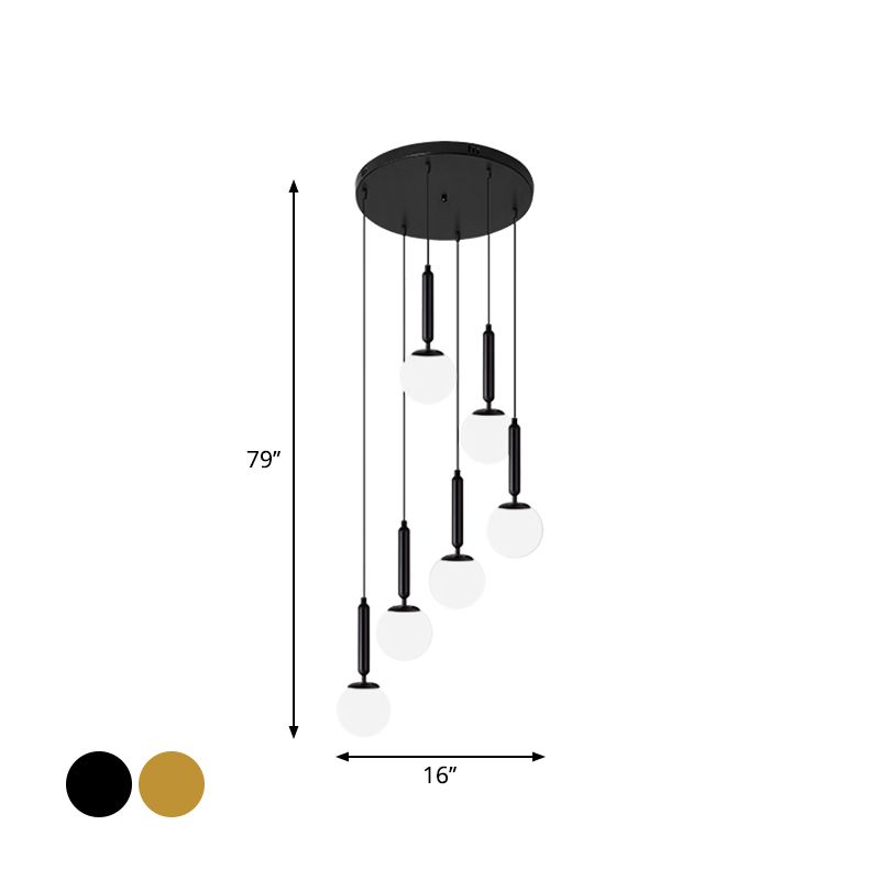 Opal Glass Global Multiple Hanging Light Simplicity Suspension Lighting for Stairs