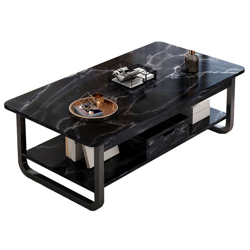 4 Legs Storage Coffee Table Set Modern Wood Rectangle Coffee Table