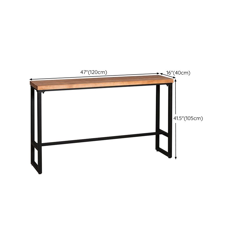 Industrial Rectangle Bar Table Solid Wood Trestle Base Bar Dining Table