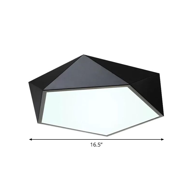 Black/White Faceted Pentacle Ceiling Lamp Nordic 16.5"/20.5" Wide LED Acrylic Flush Mount Lighting in Warm/White Light