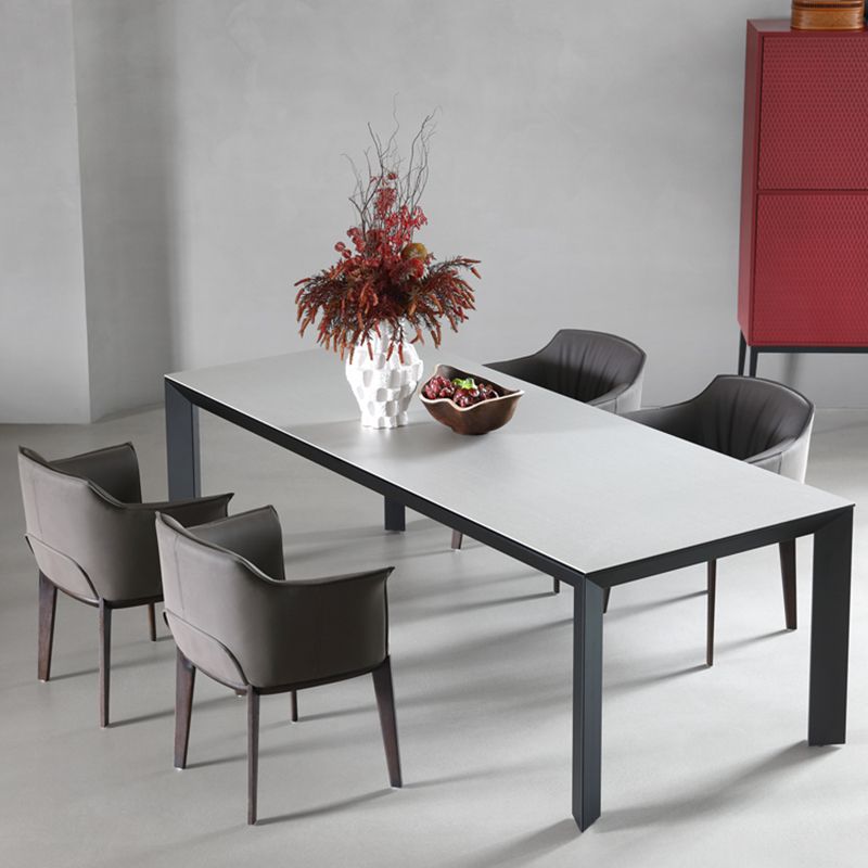 Modern Dinning Table Gray Stone Rectangle Dining Table for Kitchen