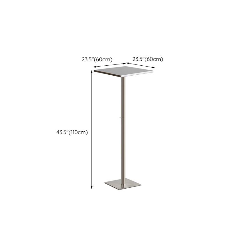 Industrial Pedestal Bar Table 43.3"H Metal Bistro Bar Desk in Silver