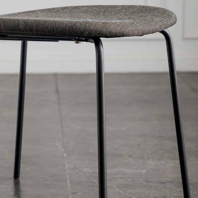 Chaise de salle à manger en tissu de lin de style industriel, chaise sans bras latérale à dossier ouvert