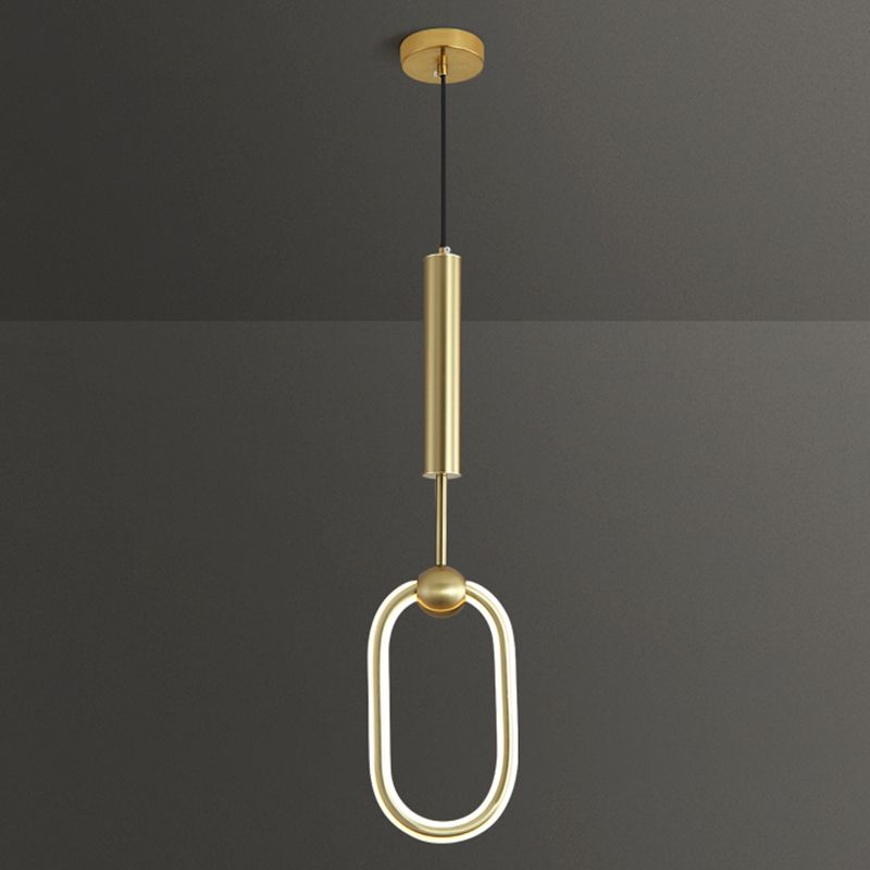 Ring and Oval Shape LED Pendant Light Modern Style Simple Metal Ceiling Pendant Light