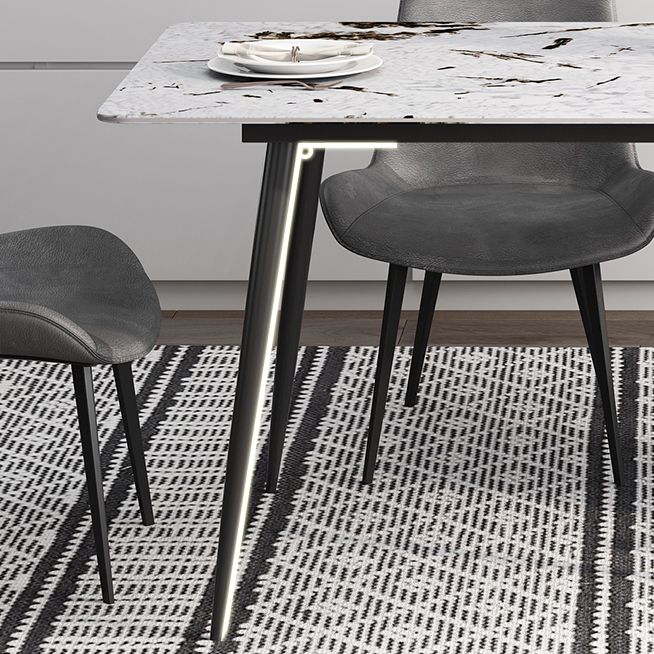 Rectangle 4 Legs Industrial Dining Table Fixed Table of Sintered Stone