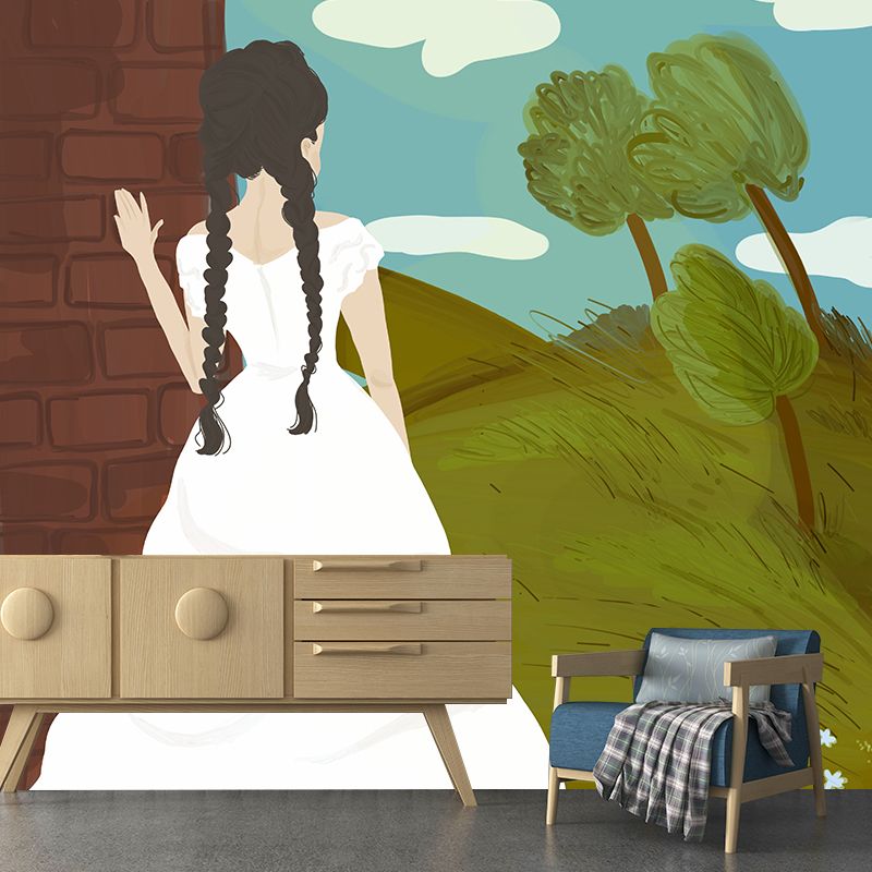 Figure Illustration Mural Mildew Resistant Wallpaper Sleeping Room Wall Mural