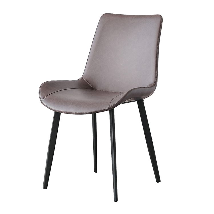 Contemporary Metal Dining Room Chairs Armless Leather Dining Chairs for Home Use