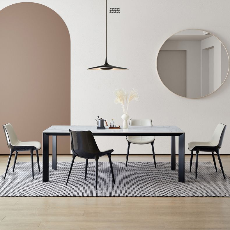 Rectangle Stone Dining Table Contemporary Metal 4 Legs Dining Table