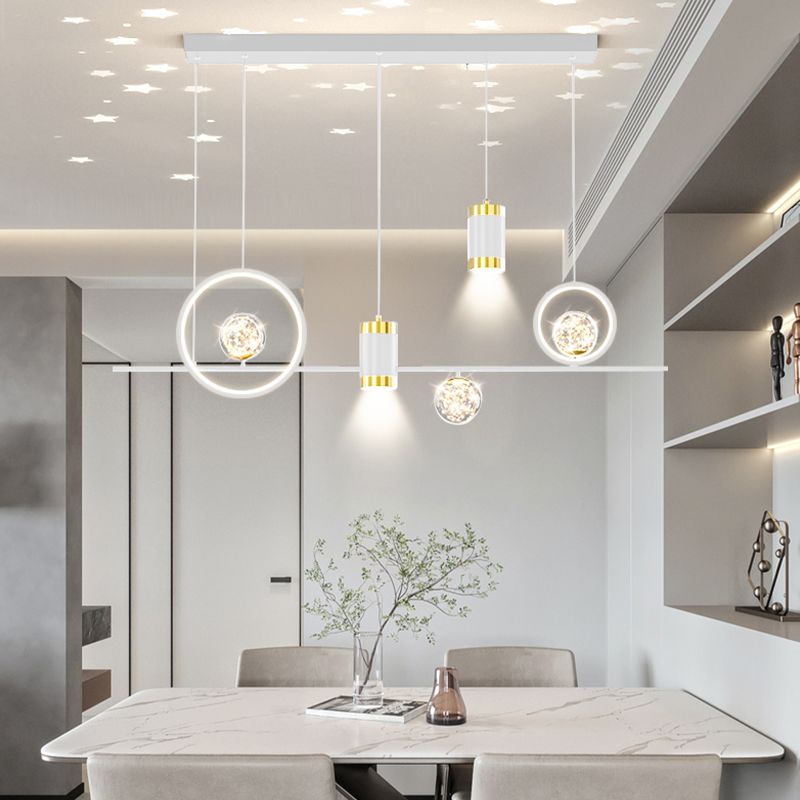 Modern Metal Ceiling Light Circle Shape Island Light with Acrylic Shade for Living Room