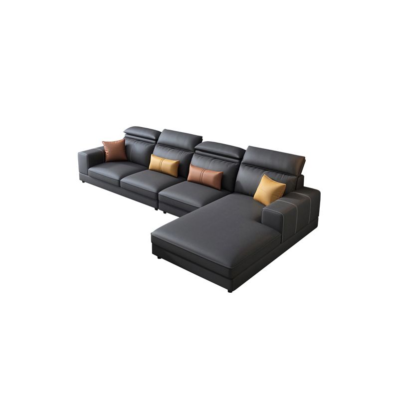 L-Shape Faux Leather Square Arm High Back Sectional with Stain-Resistant
