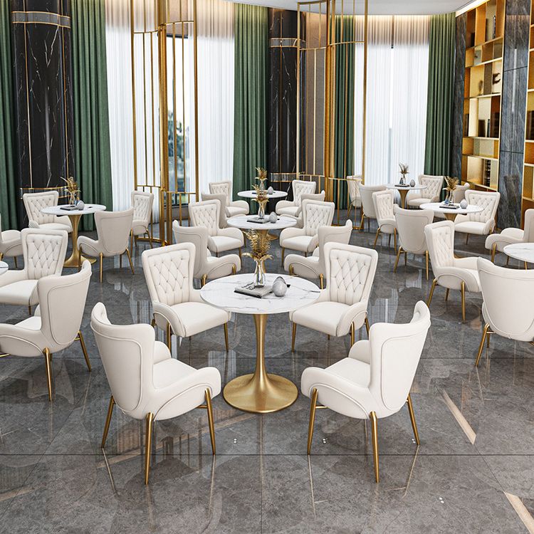 Metal Traditional Luxury Round Table Sintered Stone Table with Tulip Base for Home