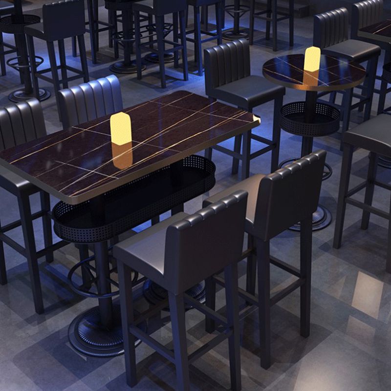 Industrial Black Bar Table Living Room Bistro Bar Desk with Storage