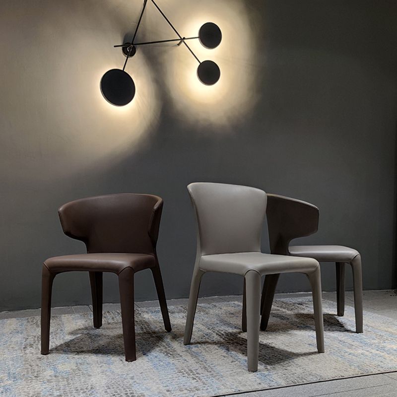 Designer Style Leather Arm Chair Wingback Matte Finish Single Dining Chair