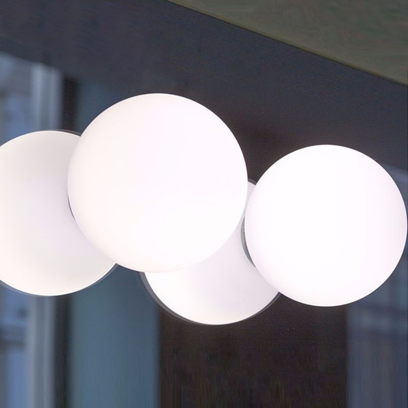 White Contemporary Glass Flush Mount 1-Light Spherical Flush Ceiling Light for Bedroom