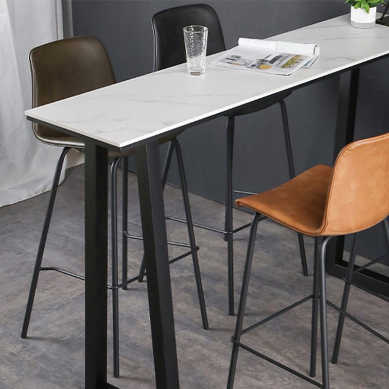Faux Leather Dining Stools Low Back Bucket Bar Stools with Metal Legs