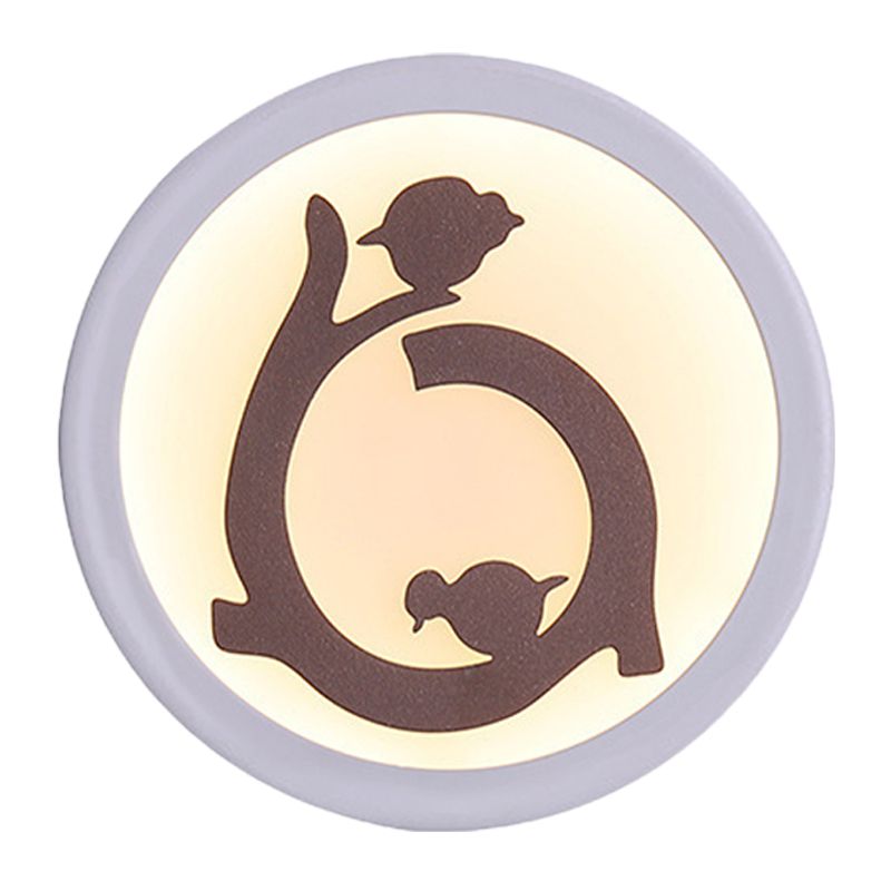 CONDITION MUR ROND ACRYLIQUE CONCE NORDIQUE LED MURAL LED avec silhouette d'oiseau