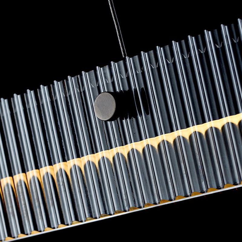 Straight Island Light Modern Metal LED Island Pendant with Glass for Living Room