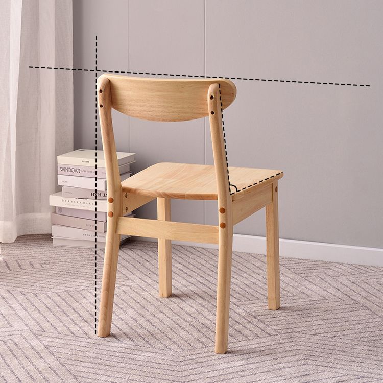 Chaise d'appoint scandinave à dossier ouvert en bois d'hévéa, chaise de salle à manger en bois naturel