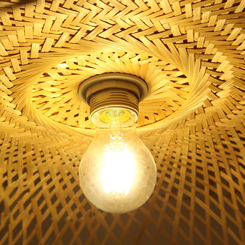 1-Light Chinese Style Bamboo Pendant Light Geometric Hanging Pendant for Tea Room