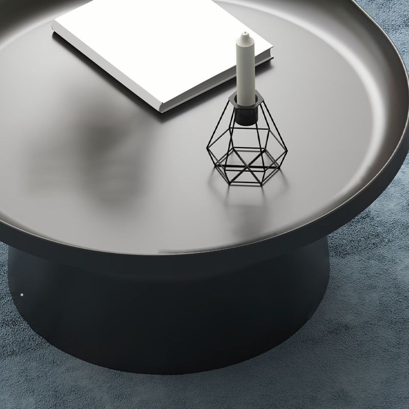 Mid-Century Modern Round Metal Coffee Table Pedestal Tray Top Cocktail Table