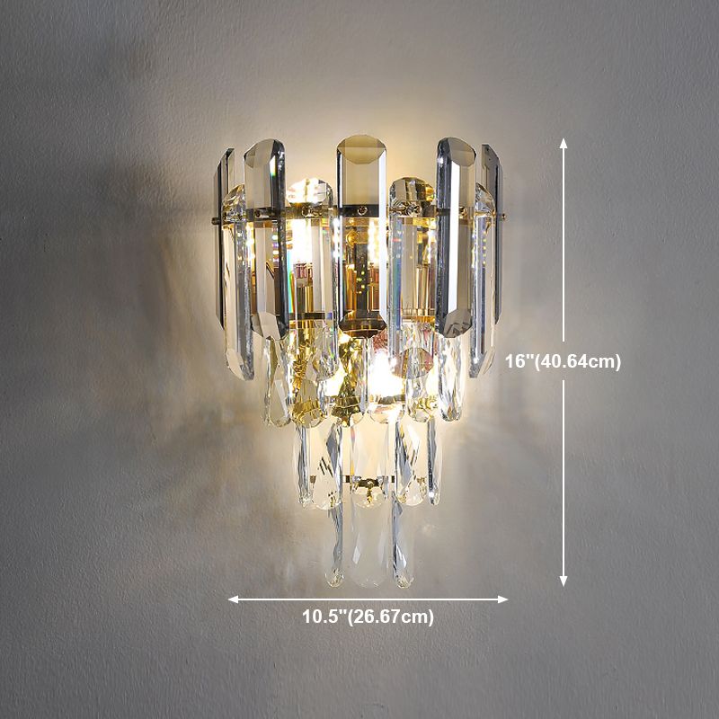 Postmodern Wall Light Geometric Crystal 16" High Wall Sconce for Bedroom
