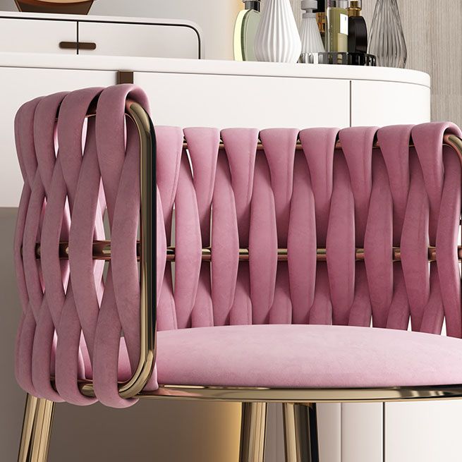 Scandinavian Armless Solid Back Chair Upholstered Fabric Dining Side Chair