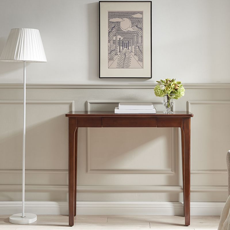 Rectangle 4 Legs Single Drawer Wood Console Table with Storage