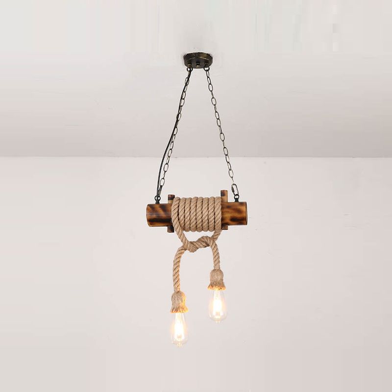 Industrial Style Island Light Hemp Rope Island Hanging Lamp for Living Room