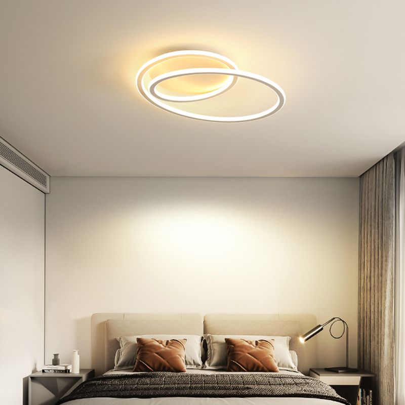 1-Light Ribbon Led Flush Mount Fixture Modern Style Metal Semi Mount Lighting