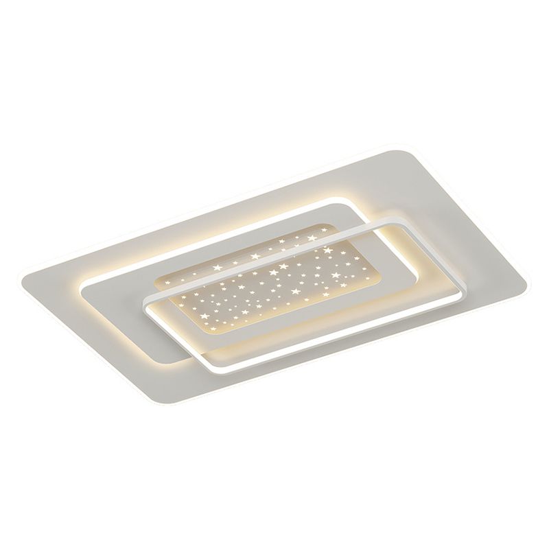LED Metal Flush Mount Modern Geometric Shape Ceiling Light with Acrylic Shade for Bedroom