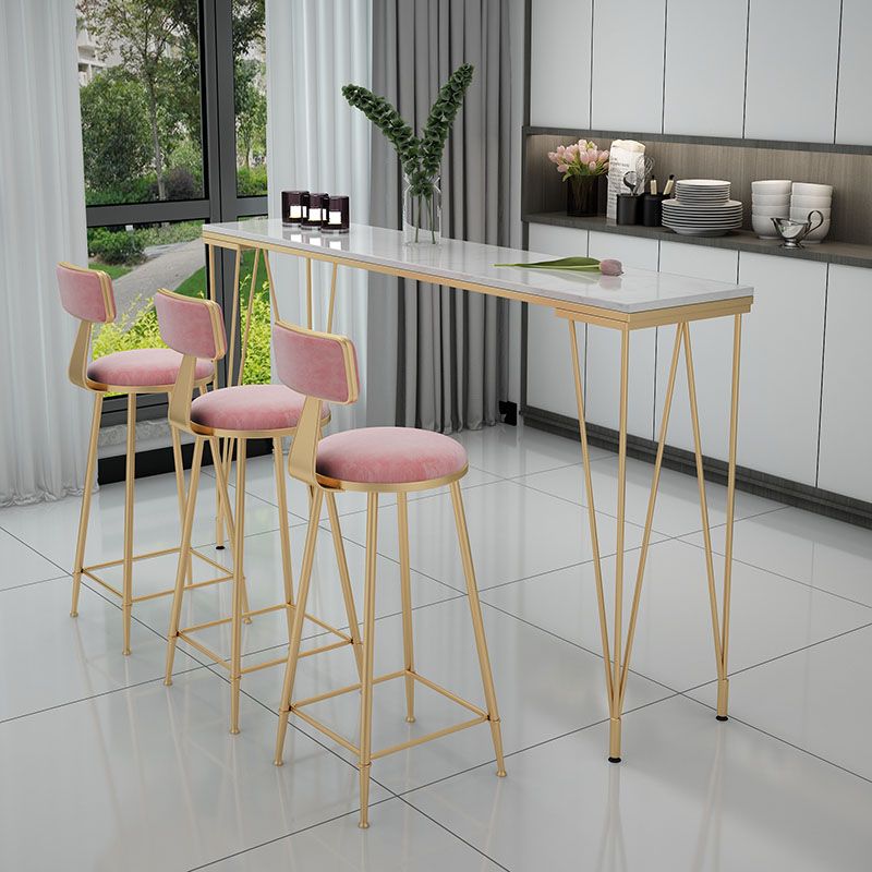 Glam Style Rectangle Bar Table Bar-Height Bistro Pub Table with 4 Legs