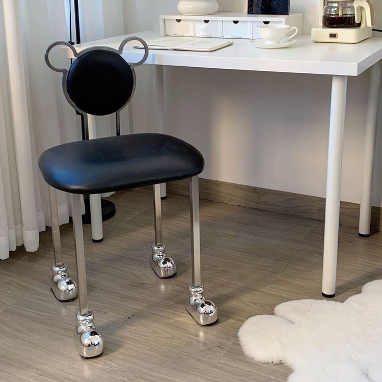 Upholstered Armless Chair Modern Style Dining Chair with Chrome Base